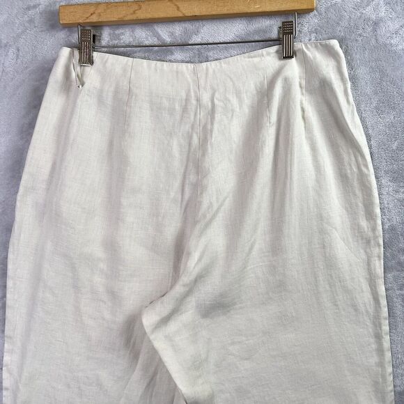 Mark, Fore & Strike Linen Pants Women's 12 Cream Embroidered Hems Floral Spring - Picture 11 of 16